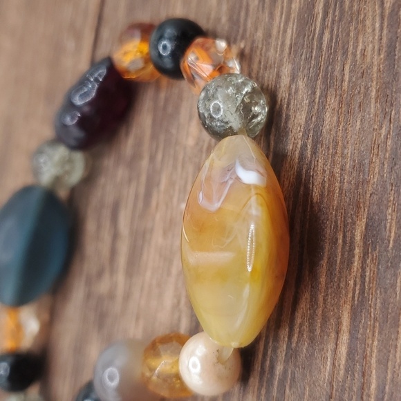 B2418 citrine precious stone beaded bracelet - Picture 2 of 3